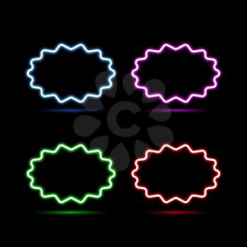 Set of neon banners on a black background. Vector illustration .