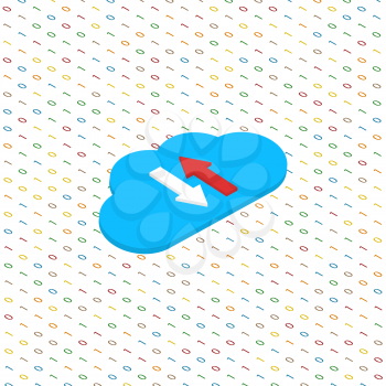Abstract cloud of uploading information on a digital background. Vector illustration .