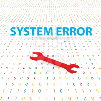System error and spanner on a digital background. Vector illustration .
