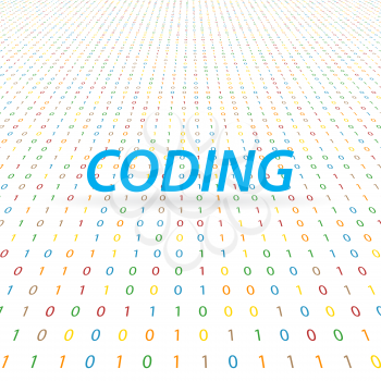 The inscription is coding on a digital background. Vector illustration .
