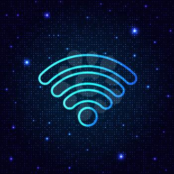 Sign wi-fi on a digital background. Vector illustration .