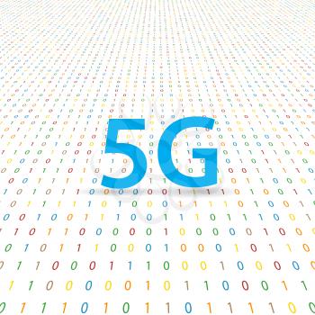 5G symbol of wireless Internet on a digital background. Vector illustration .