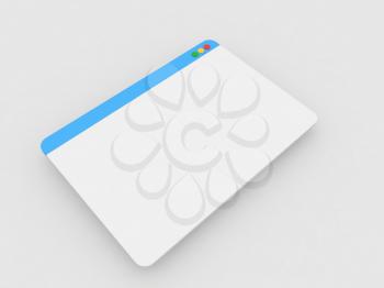 Computer web browser on a white background. 3d render illustration.