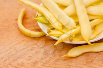 Fresh Yellow Kidney Beans In A Bowl Board Over Wood Background