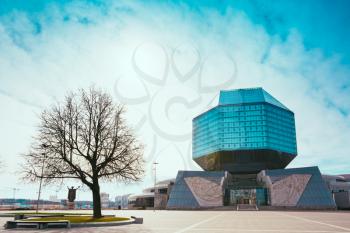 MINSK, BELARUS - APRIL 6, 2014 - Unique Building Of National Library Of Belarus In Minsk, Belarus. The Building Has 22 Floors And Is 72-metre High.