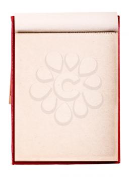 Open Blank Page Notebook. Old Paper Notepad Isolate On White Background
