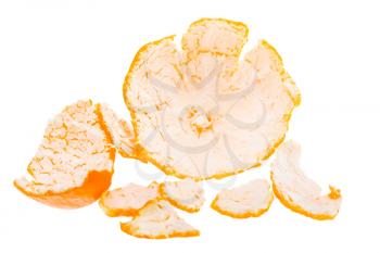 Tangerine Orange Mandarin Fruit Peel Isolated On White Background