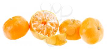 Peeled Tasty Sweet Tangerine Orange Mandarin Fruit Isolated On White Background