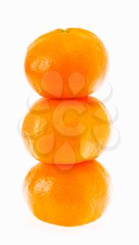 Stacked Fresh Mandarin Citrus Isolated Tangerine Mandarines Orange In Stack On White Background. Healthy Food Concept