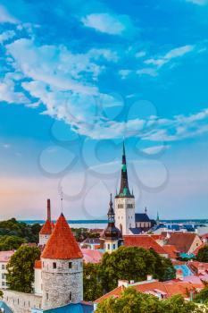 Panorama Panoramic Scenic View Landscape Old City Town Tallinn In Estonia