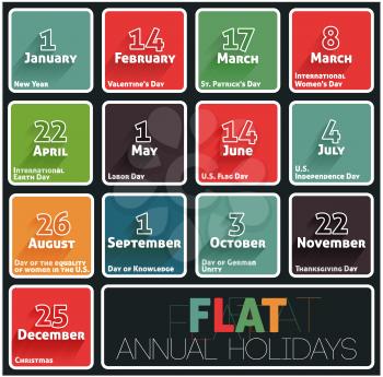 Flat Holidays Calendar