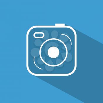 Flat icons for web and mobile applications. Camera icon. Long shadow design
