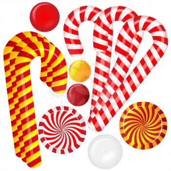 Set with different red and white candies