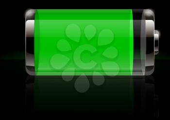 Glossy transparent battery icon green