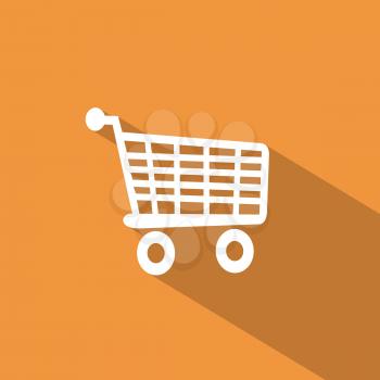 Flat icons for Web and Mobile applications. Shoping cart icon. Long shadow design