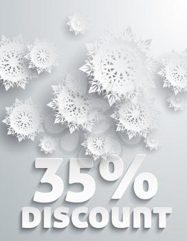Discount Percent with Snowflake on White