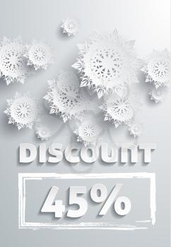 Discount text with numbers and snowflakes