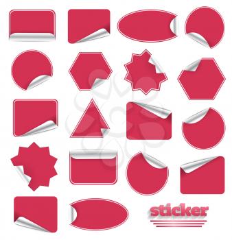 Red Blank Sticky Paper Set Isolated on White Background