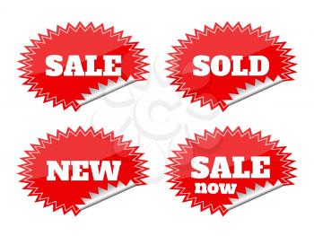 Set of red seals stickers with sale text