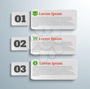 Infographic banners with icons and number on grey background