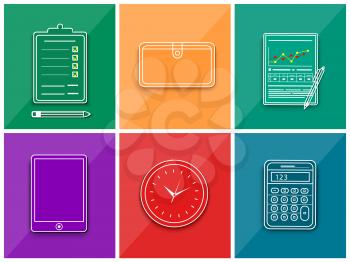 Office and business work elements set. Line icon