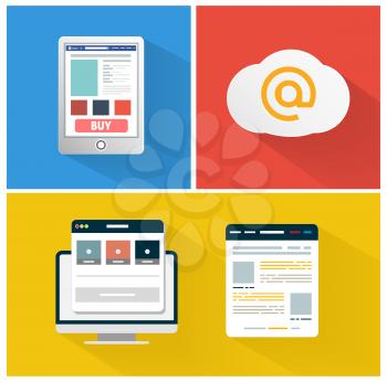 Modern app icon of browser business concept in flat design. Office and business work elements. Set for web and mobile applications of smartphone, browser, internet cloud