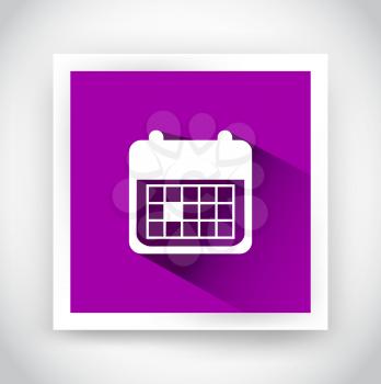 Icon of calendar for web and mobile applications. Flat design with long shadow