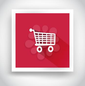 Icon of shopping cart for web and mobile applications. Flat design with long shadow