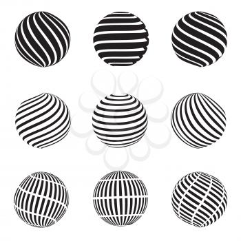 Vector illustration of an abstract dotted, swirls and grill spheres