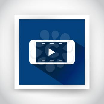 Icon of video for web and mobile applications. Flat design with long shadow