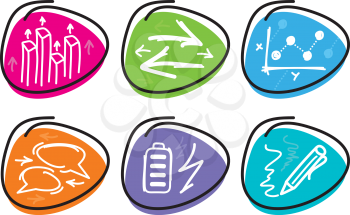 Set of drawing finance stickers icon carton design style