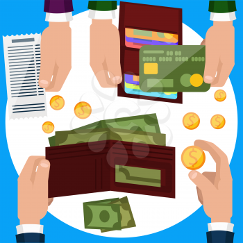 Businessmen hands with money. Payment concepts