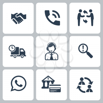 Office business icons set of management and business in black color isolated on white background