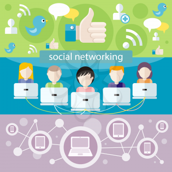 Social media avatar network connection concept. People in a social network. Concept for social network in flat design. Globe with many different peoples faces