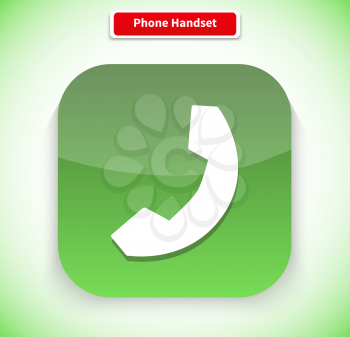 Phone handset app icon flat style design. Hand phone, telephone handset,  phone icon, phone headset, button call, connection and communicate, speech interaction illustration