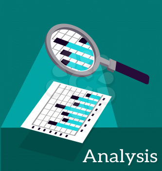 Analysis infographic and data. Analytics and analysis icon, analyze and business analysis, research data analysis, graph information, chart statistic, plan and report illustration