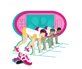 Track and field icon flat design. Athlete sport, competition and training, athletic run, healthy and speed, activity exercise, competitive and challenge, motion runner illustration