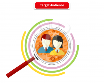 Icon flat style concept target audience. Business marketing, infographic information, social chart, data market, development and research infograph illustration. Target audience vector concept