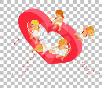 Valentines day 3d isometric angels with bow. Valentines day, day valentine, love valentine heart, cupid valentine, celebration holiday valentine day, feeling valentine day amour. Valentine cupid