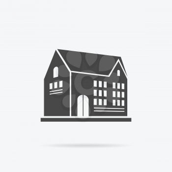 Skyscraper logo building icon. Black building and isolated skyscraper, tower and office city architecture building, house business building, apartment office vector illustration