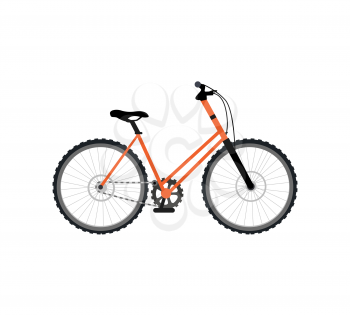 Bicycle icon design flat isolated. Bike and orange bycicle, cycling race sport. Mountain bicycle, travel bicycle vector illustration