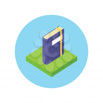 Isometric book logo icon flat style design. 3d Book logo. New book cover, modern book, novel and book store, library and book spine, paper and information, literature education vector illustration