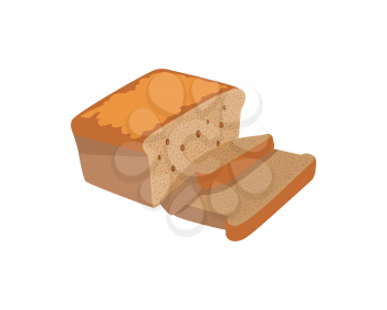 Bread design flat isolated white. Bakery and bread isolated, food healthy, meal loaf and toast breakfast, nutrition bake and baguette natural and snack cereal, lunch culinary, vector illustration 