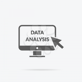 Marketing data analytics analyzing statistics chart. Data analysis seo concept. Monitor with text Data Analysis. Isolated data analysis icon  Flat icon modern design style vector illustration concept.