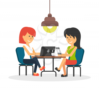 Woman work with laptop and smartphone. Business woman work with smartphone, work with laptop, business phone, work technology mobile, working businesswoman with device illustration