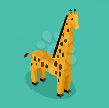 Orange 3d giraffe with brown spots. Isometric giraffe isolated. Vector illustration