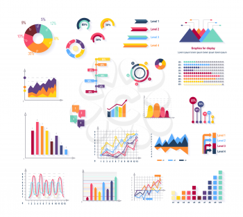 Data tools finance diagram and graphic. Chart and graphic, business diagram data finance, graph report, information data statistic, infographic analysis tools vector illustration