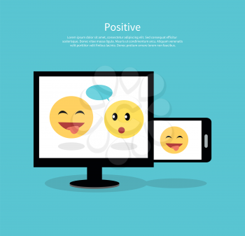 Watch video. Laptop with page site. Home page of the site to view videos with a funny smile design flat style. Conceptual banner with mobile computer on a background isolated. Vector illustration