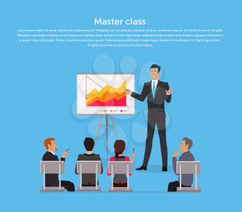 Training staff briefing presentation. Master class, staff meeting, staffing and corporate training, employee training, mentor and people, business seminar, meeting group vector illustration
