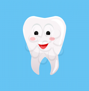 Healthy tooth with happy face. Vector illustration. Smiling tooth